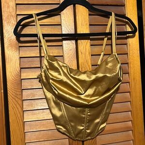 Medium Gold Corset Top - Urban Outfitters